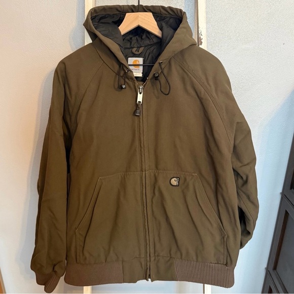 Carhartt Other - Y2K Carhartt Men's Brown Hooded Quilted Duck Jacket Size L Canvas
